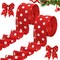 Red Velvet Ribbon 1.5 Inch Red Christmas Ribbon Wired Velvet Wired Ribbon with Gold Trim Red and Gold Ribbon for Christmas Tree Decorations Topper Bows Holiday Gift Wrap - 25 Yards